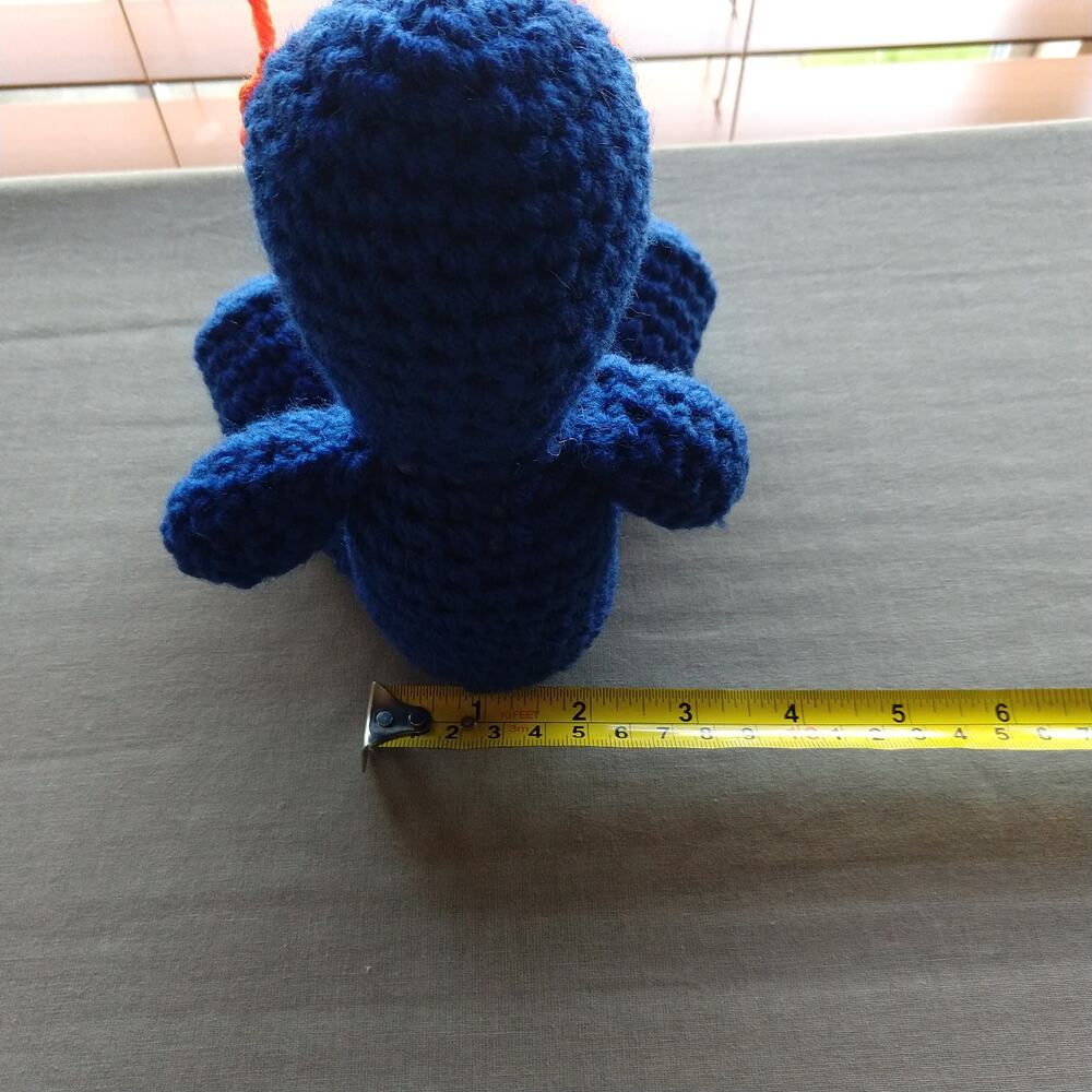 Blue Alien Amigurumi Doll Orange Eye antennae handmade crochet New ready to ship - Picture 11 of 11